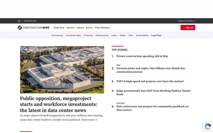 Screenshot stránky constructiondive.com