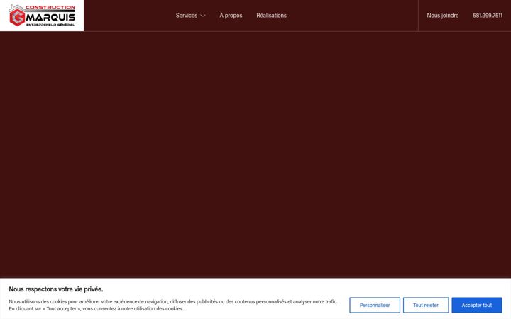 Screenshot of constructiongmarquis.com