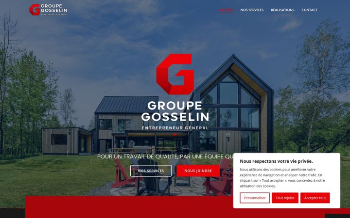Screenshot of constructiongroupegosselin.com
