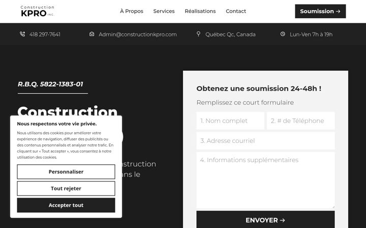 Screenshot of constructionkpro.com