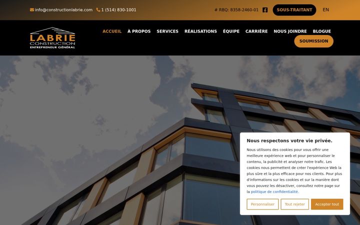 Screenshot of constructionlabrie.com