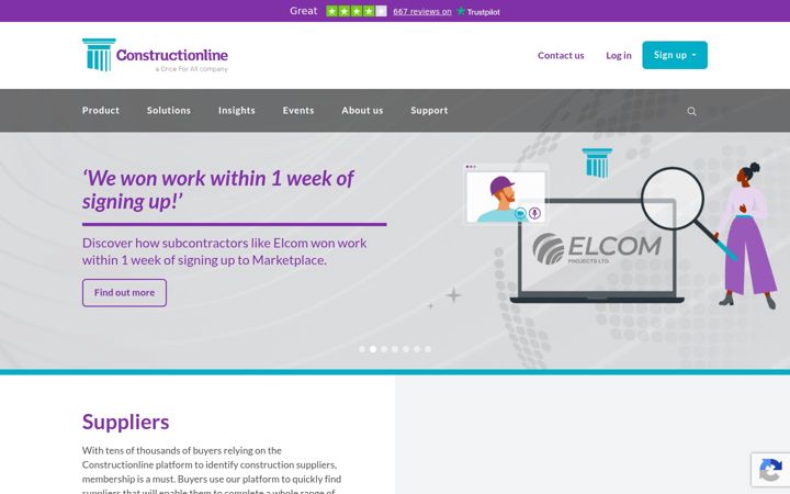 Screenshot ta' constructionline.co.uk