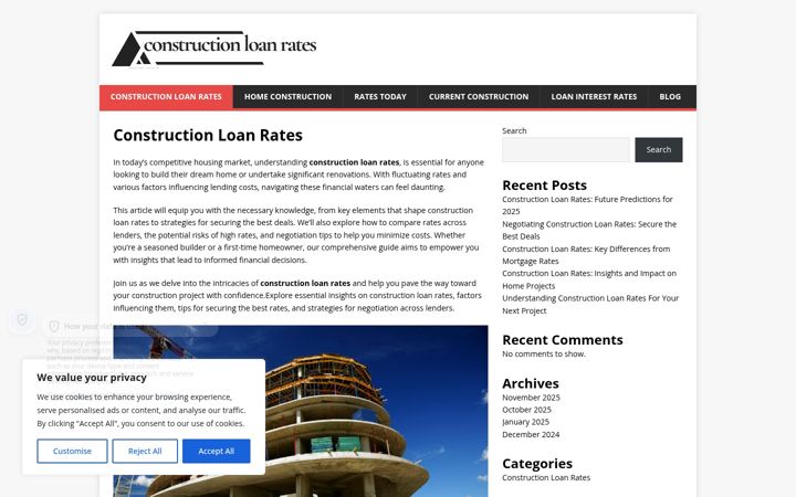 Screenshot of constructionloanrates.net