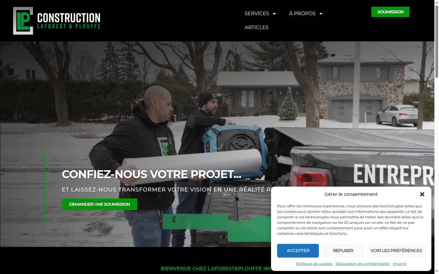 Screenshot des Einwilligungsbanners vor jeglicher Interaktion