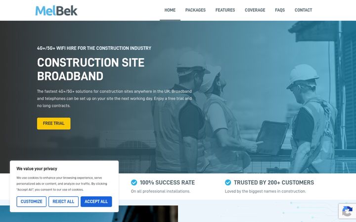 Screenshot of constructionsitebroadband.com