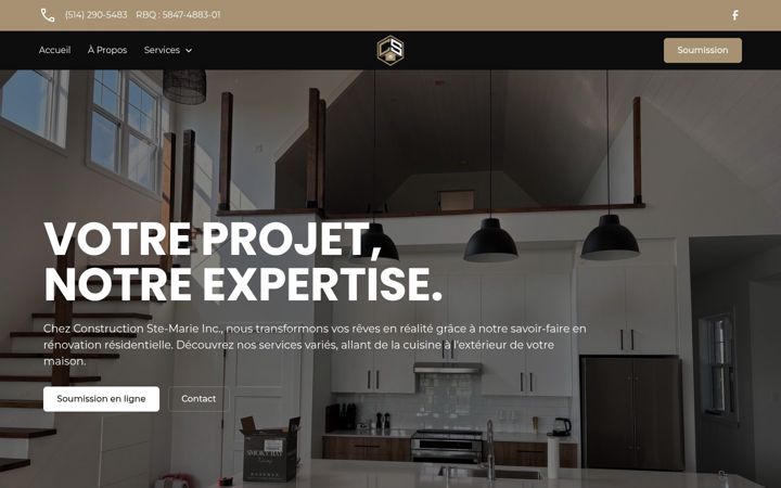 Screenshot of constructionstemarie.ca