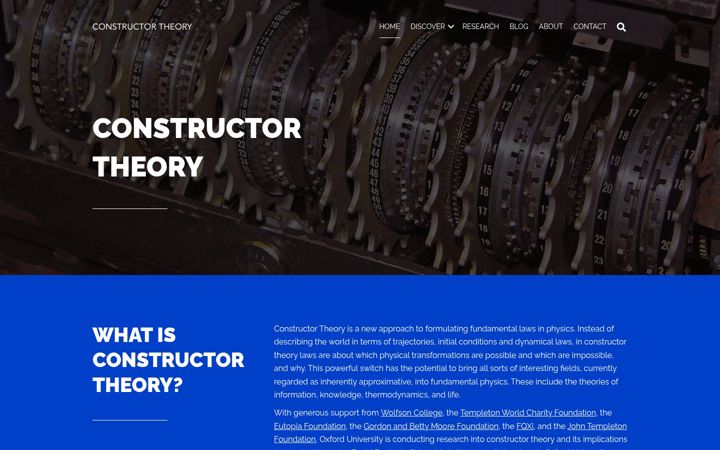 Screenshot di constructortheory.org
