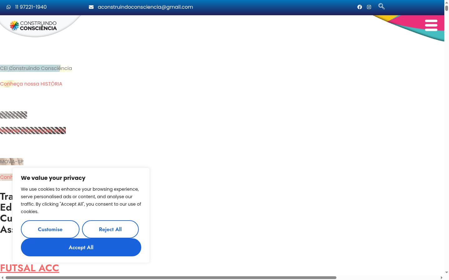 Screenshot of the consent banner shown before any interaction