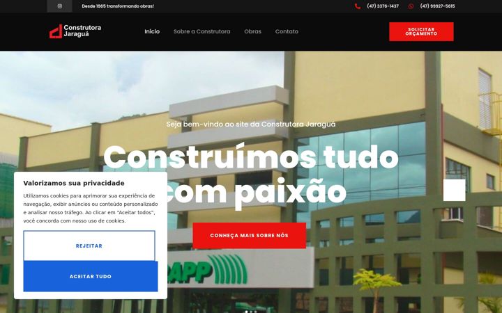 Screenshot του construtorajaragua.com.br