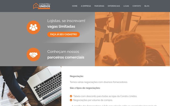 Ekrano kopija construunidos.com.br