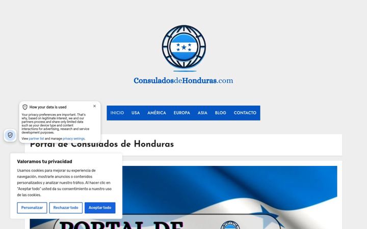 Screenshot of consuladosdehonduras.com