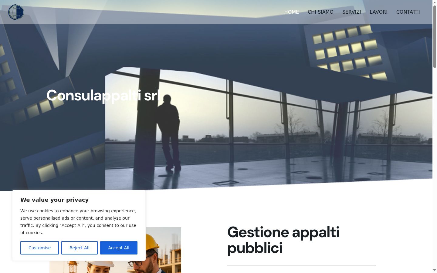 Screenshot del banner di consenso mostrato prima di qualsiasi interazione