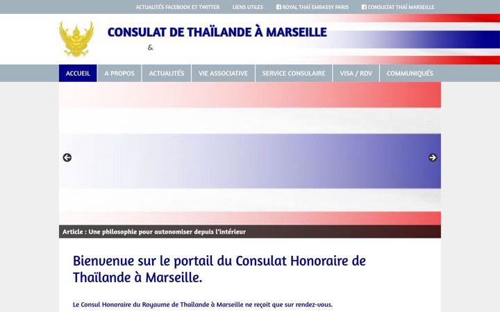 Screenshot of consulat-thai-marseille.fr
