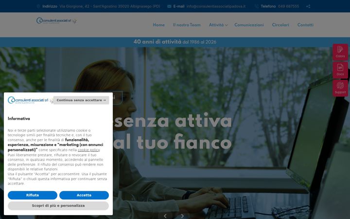 Snimka zaslona za consulentiassociatipadova.it