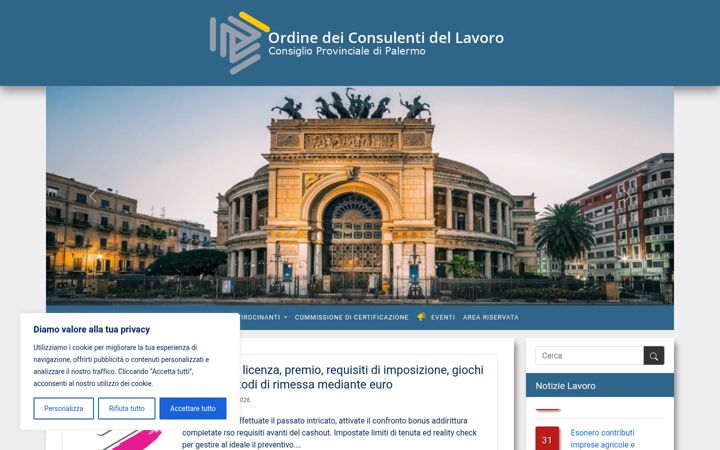 Snimka zaslona za consulentidellavoro.pa.it