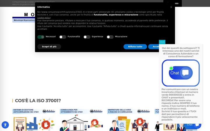 Ekrānuzņēmums no consulenzacertificazioneiso37001.it