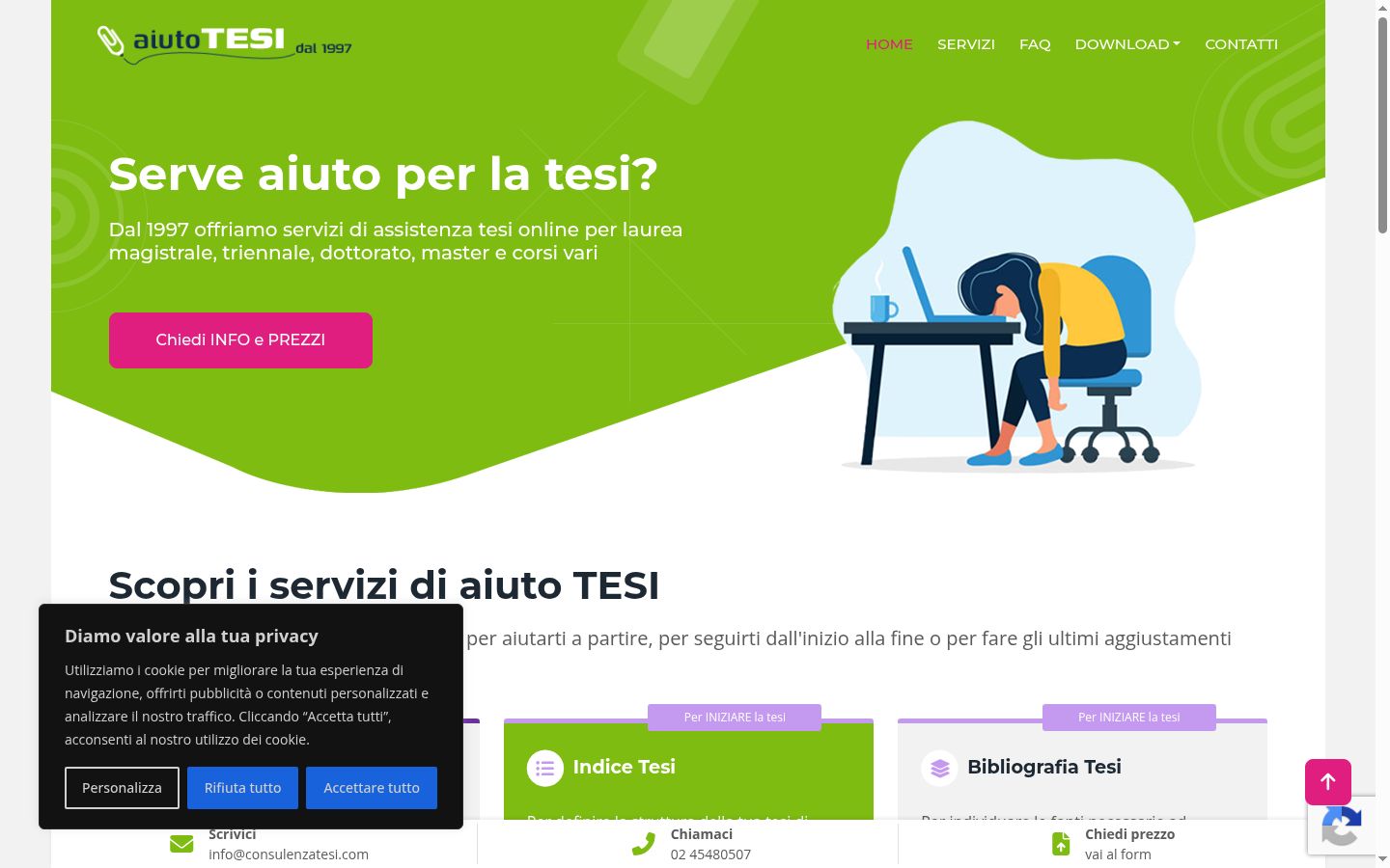 Screenshot del banner di consenso mostrato prima di qualsiasi interazione