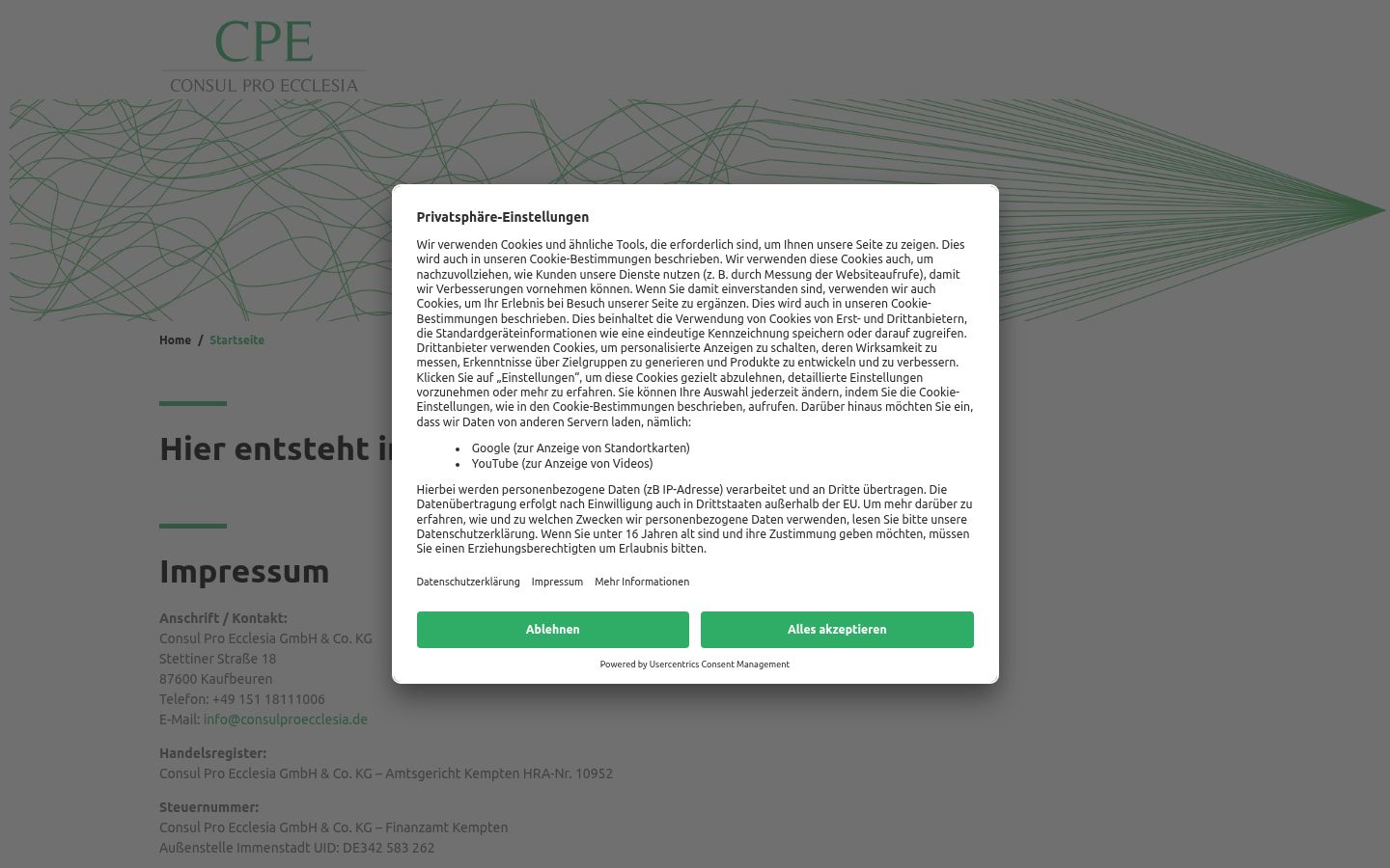Screenshot of the consent banner shown before any interaction