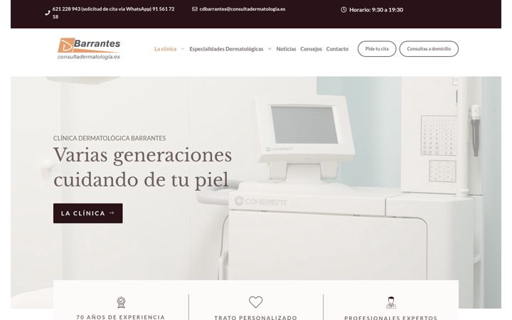 Skærmbillede af consultadermatologia.es