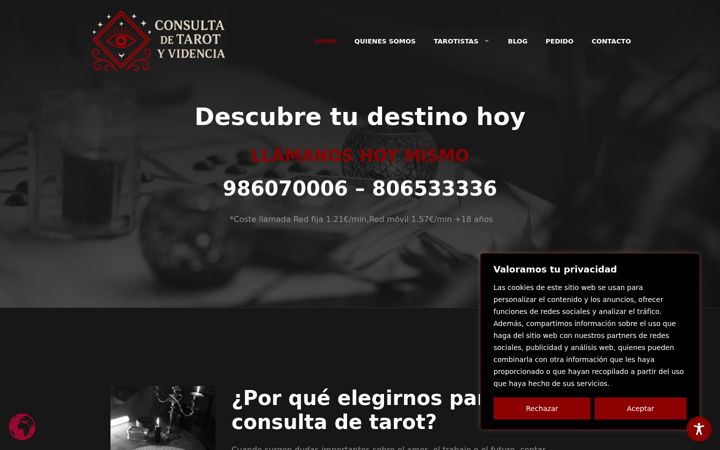 Screenshot of consultadetarotyvidencia.com
