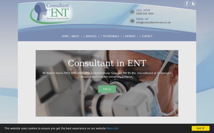 Екранна снимка на consultant-in-ent.co.uk