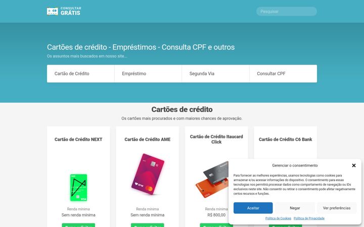 Ekrano kopija consultargratis.com.br