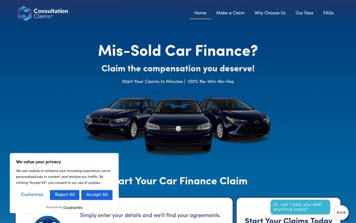 Screenshot of consultationclaims.co.uk