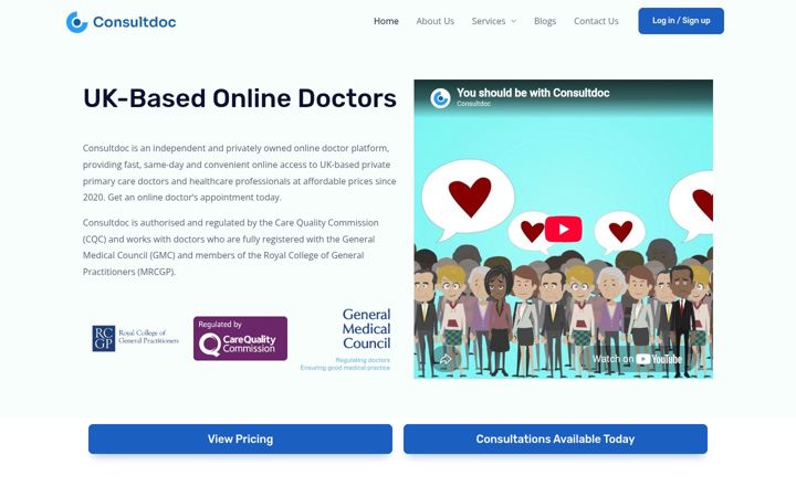 Екранна снимка на consultdoc.co.uk