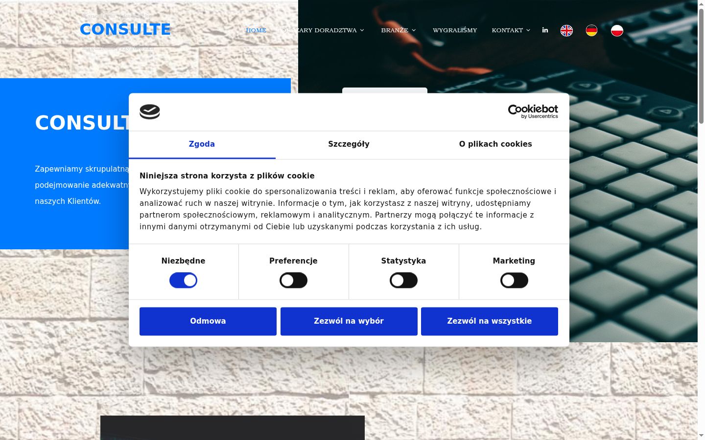 Screenshot of the consent banner shown before any interaction