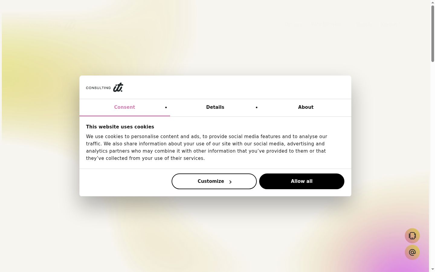 Capture d'écran de la bannière de consentement affichée avant toute interaction