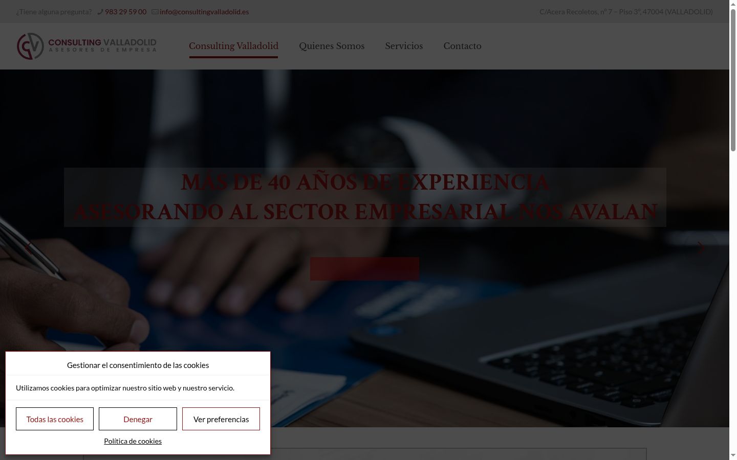 Screenshot del banner di consenso mostrato prima di qualsiasi interazione