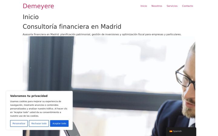 Snímek obrazovky consultorfinanciero-demeyere.es