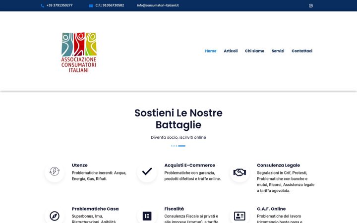Snímek obrazovky consumatori-italiani.it