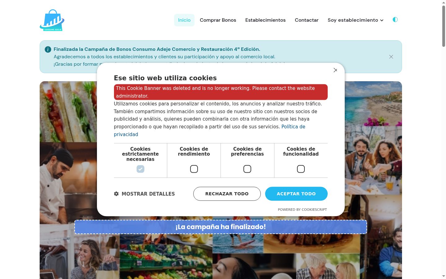 Screenshot tal-banner tal-kunsens muri qabel kwalunkwe interazzjoni