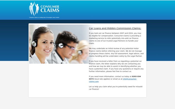 Screenshot of consumer-claims.com