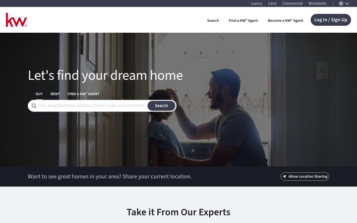 Screenshot of consumer-qa.kw.com