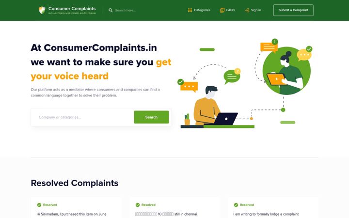 Screenshot of consumercomplaints.in