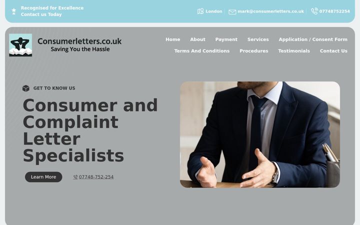 Screenshot of consumerletters.co.uk