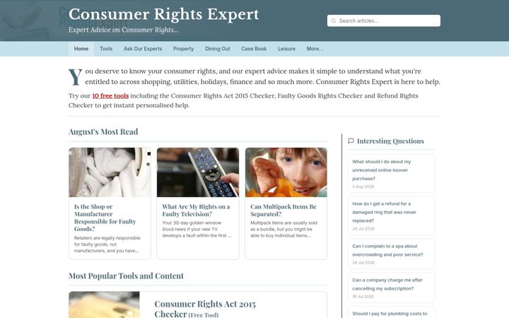 Screenshot of consumerrightsexpert.co.uk
