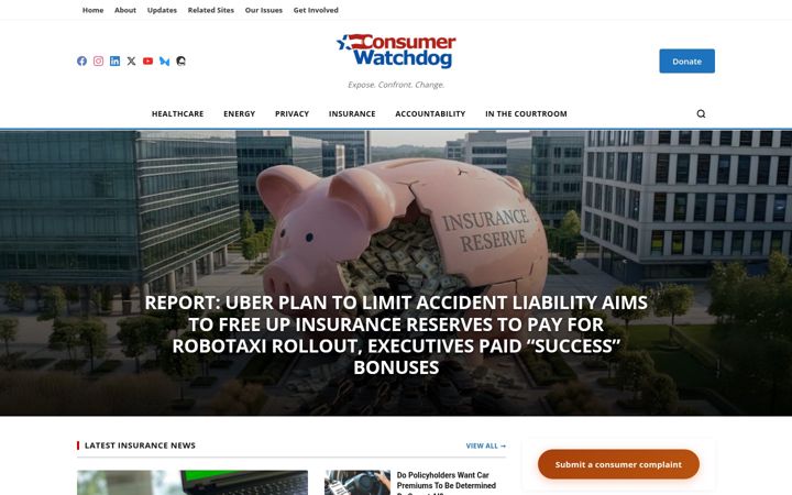 Screenshot of consumerwatchdog.org