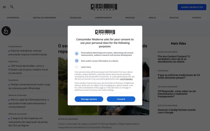 Screenshot of consumidormoderno.com.br