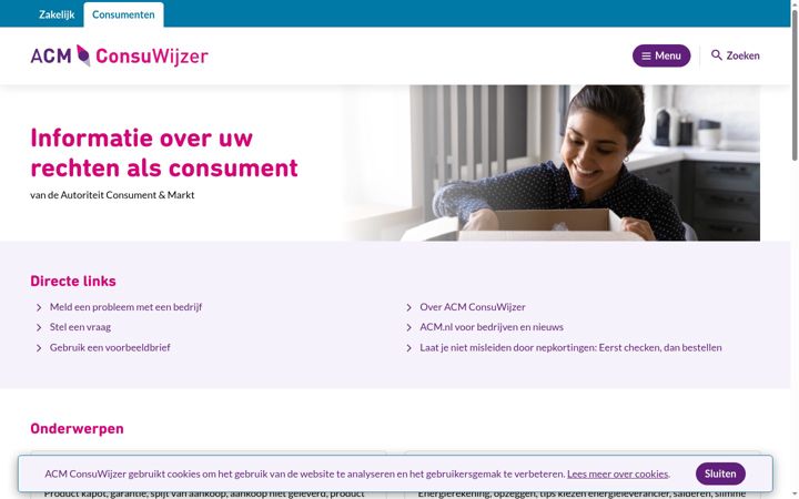 Screenshot of consuwijzer.nl