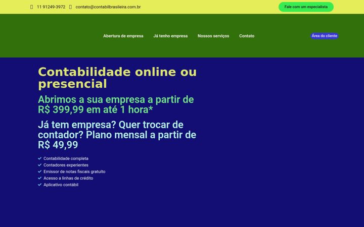 Ekraanipilt saidist contabilbrasileira.com.br
