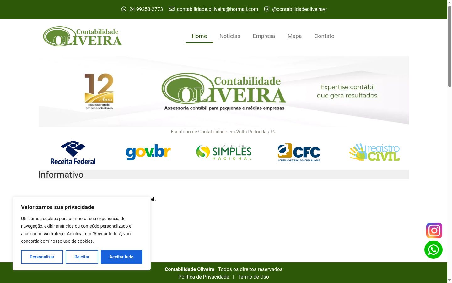 Captura de pantalla del banner de consentimiento mostrado antes de cualquier interacción