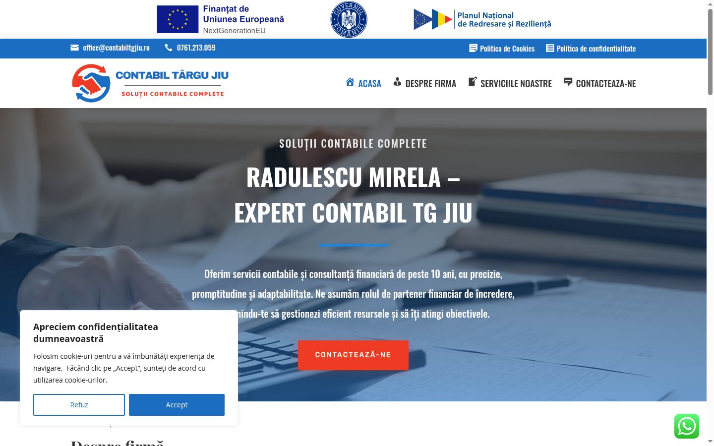 Captura de ecrã do banner de consentimento apresentado antes de qualquer interação