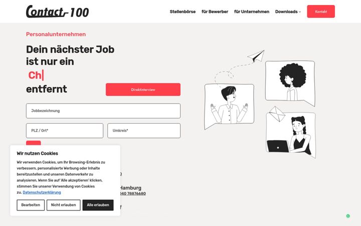 Screenshot of contact-100.de