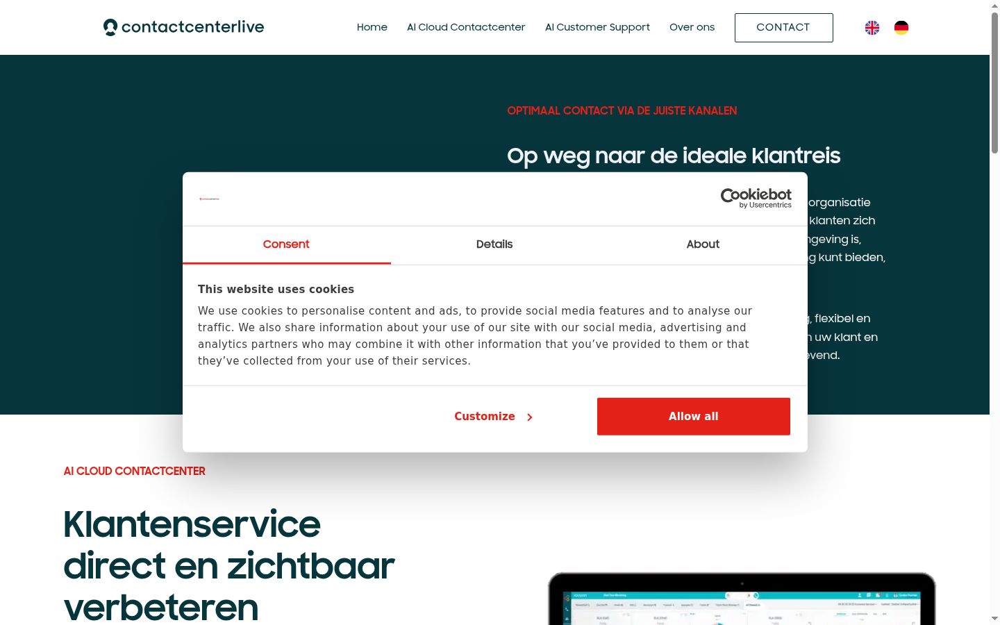 Screenshot tal-banner tal-kunsens muri qabel kwalunkwe interazzjoni