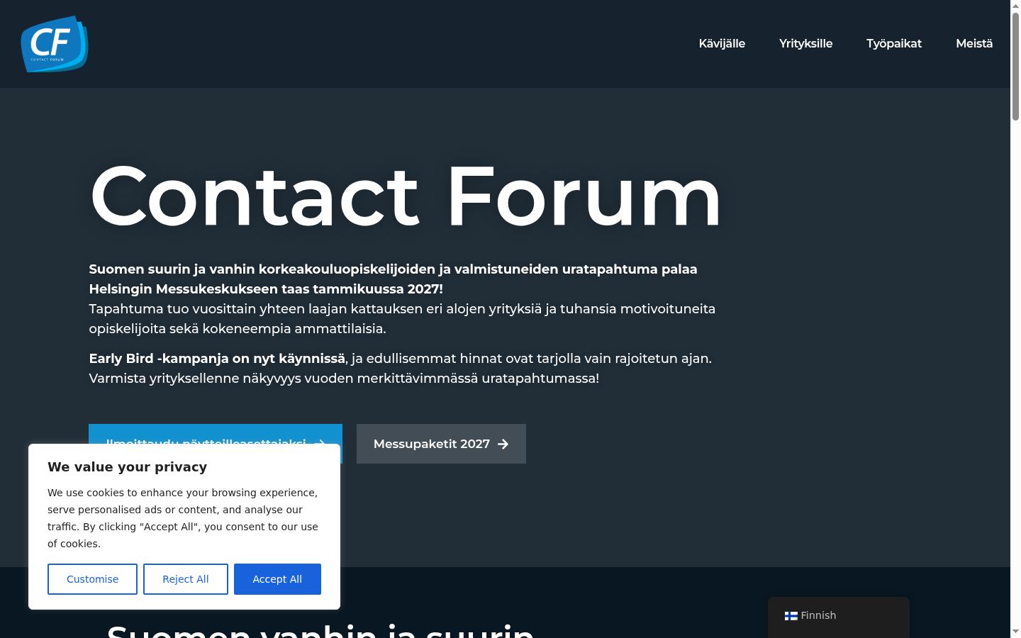 Screenshot of the consent banner shown before any interaction