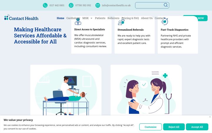 Screenshot του contacthealth.co.uk