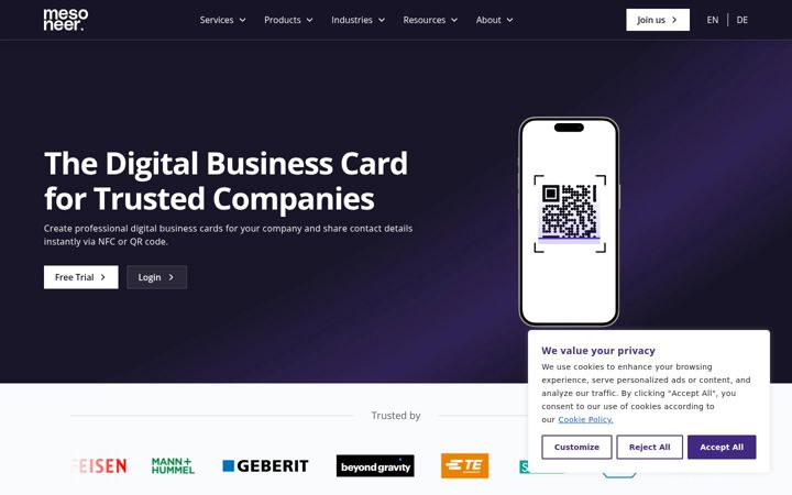 Екранна снимка на contactify.io